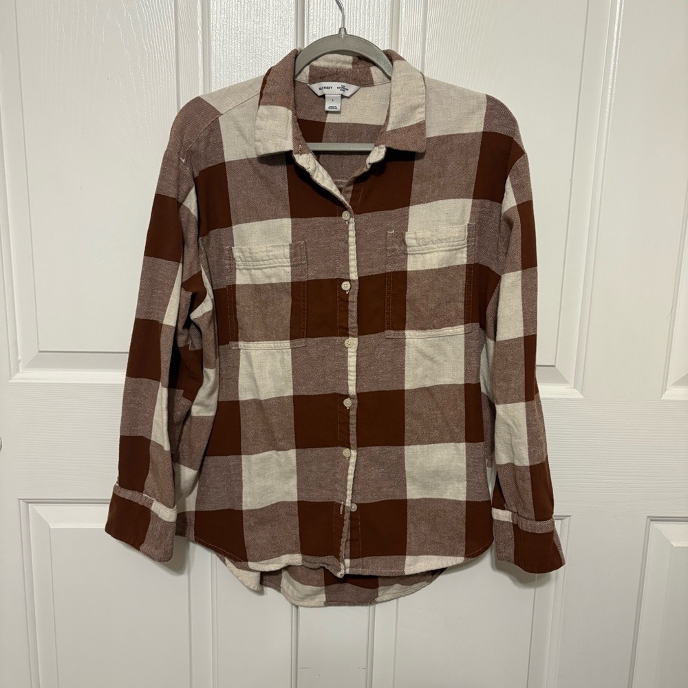 Lot of 2 Old Navy Boyfriend Shirt Plaid Flannels - Picture 3 of 6